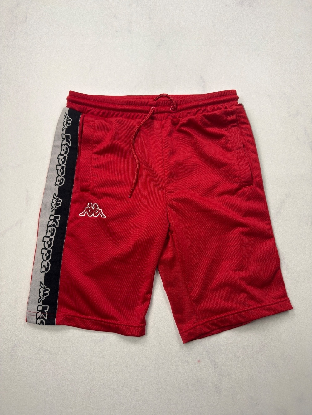 Kappa Athletic Shorts Red Tape Logo Stripe - Boys 12 Years